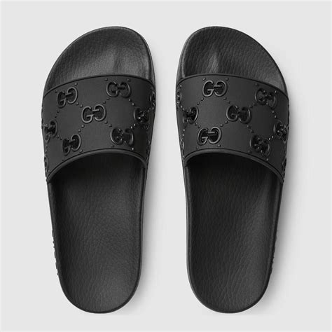 gucci women black logo slide|gucci slides women's selfridges.